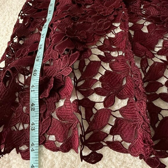 Betsy & Adam Burgundy Floral Lace Midi Dress Size 4 Sleeveless Fitted Design 1 - Picture 8 of 8